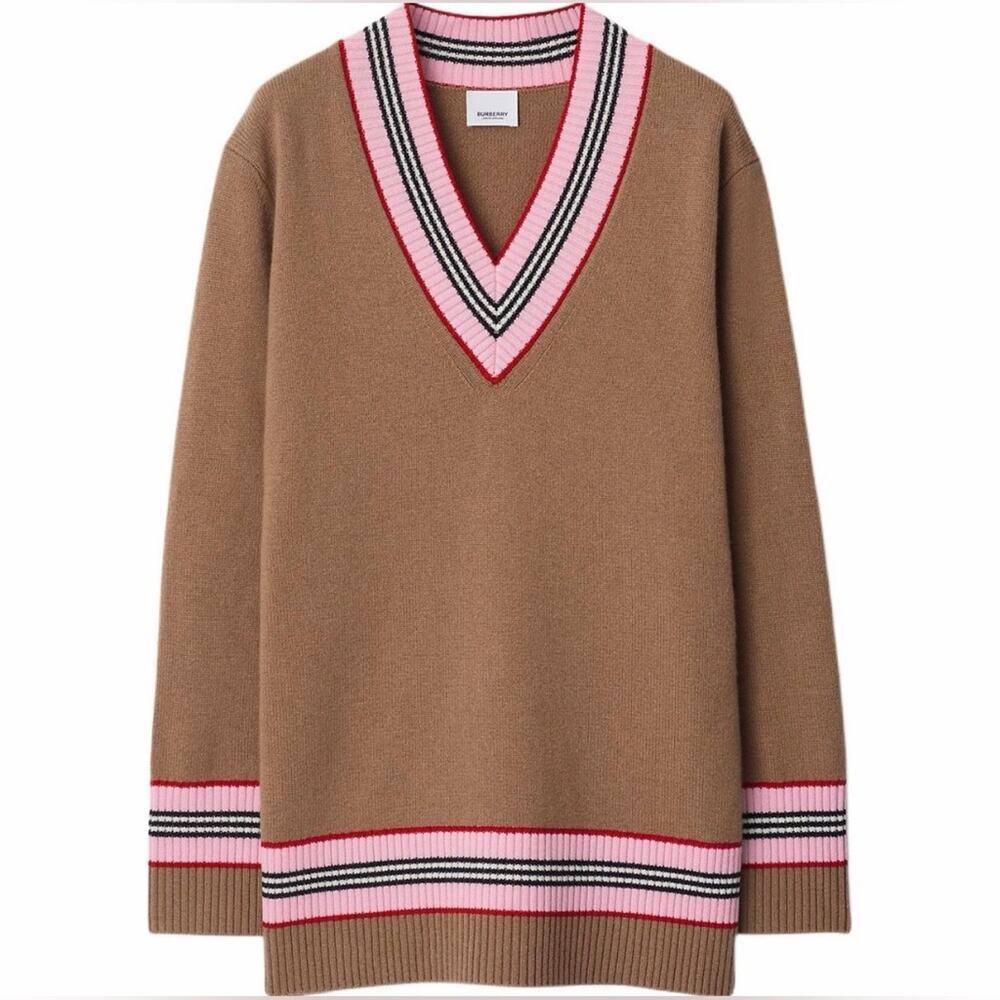 Burberry Cashmere V Neck Sweater M NWT